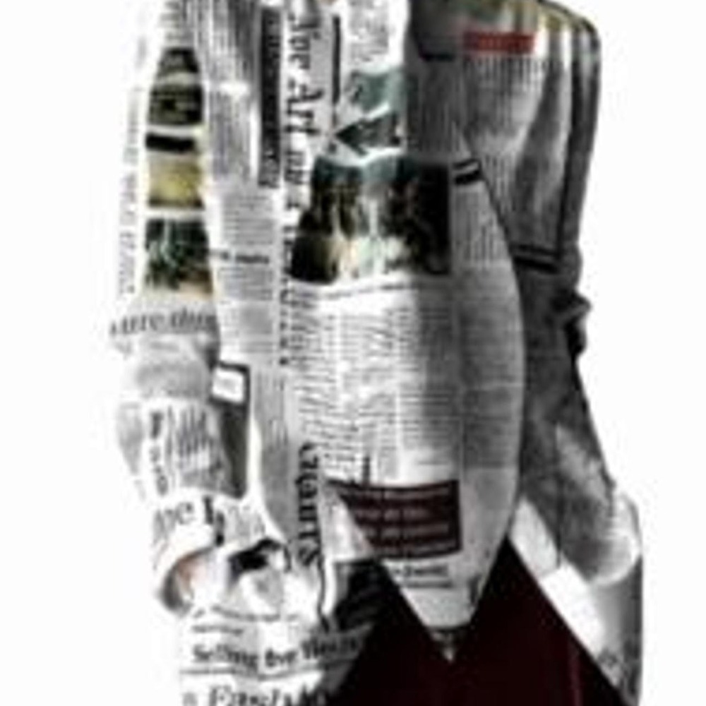 UOOZEE Women's Stylish Newspaper Printed High Neck Tie Design Blouse